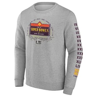 Men's Fanatics Heather Gray Super Bowl LIX Marble Wordmark Fleece Crew Sweatshirt