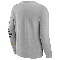 Men's Fanatics Heather Gray Super Bowl LIX Marble Wordmark Fleece Crew Sweatshirt