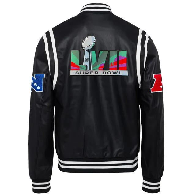 Men's Jeff Hamilton Black Super Bowl LVII Logo Wool & Leather Full-Snap  Jacket