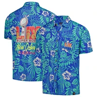 Men's Margaritaville Blue Super Bowl LIX Bourbon Street Party Button-Up Shirt