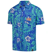 Men's Margaritaville Blue Super Bowl LIX Bourbon Street Party Button-Up Shirt