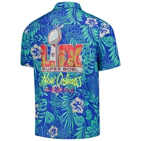 Men's Margaritaville Blue Super Bowl LIX Bourbon Street Party Button-Up Shirt