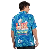 Men's Margaritaville Blue Super Bowl LIX Bourbon Street Party Button-Up Shirt