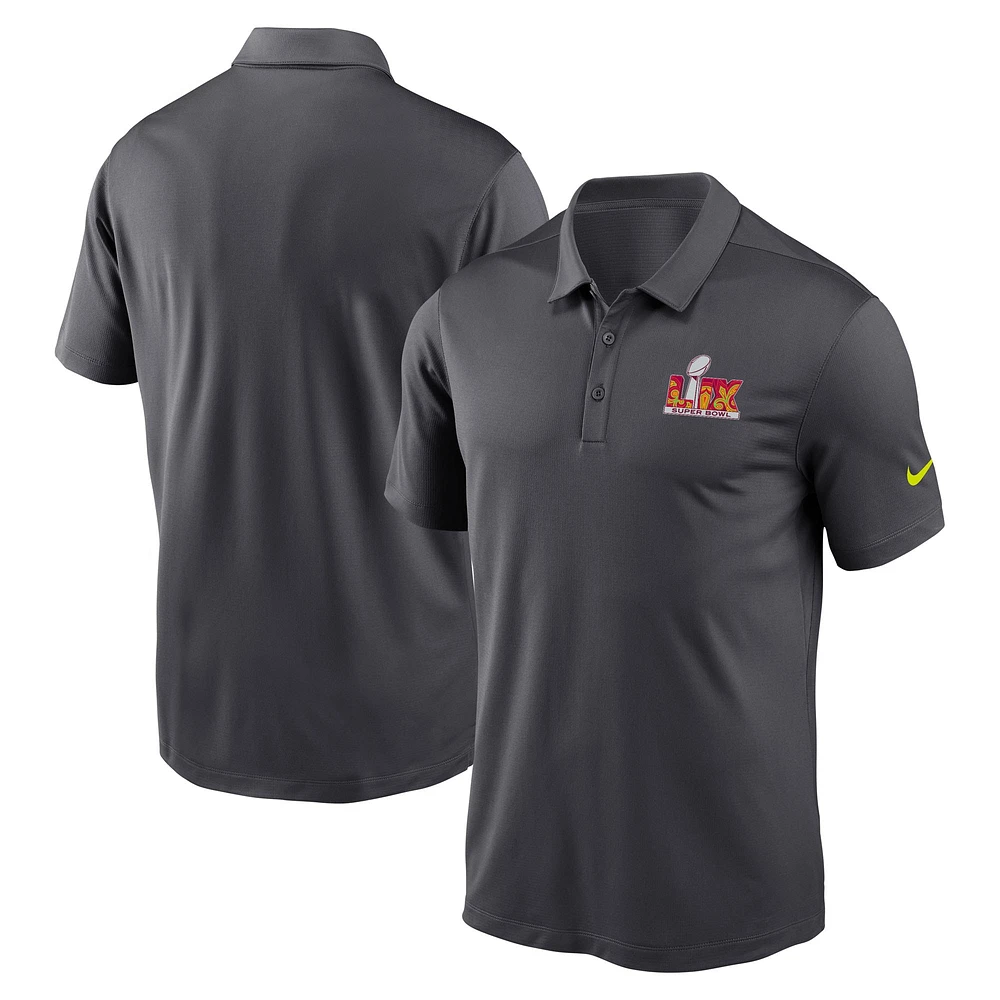 Men's Nike Anthracite NFL Super Bowl LIX Franchise Performance Polo