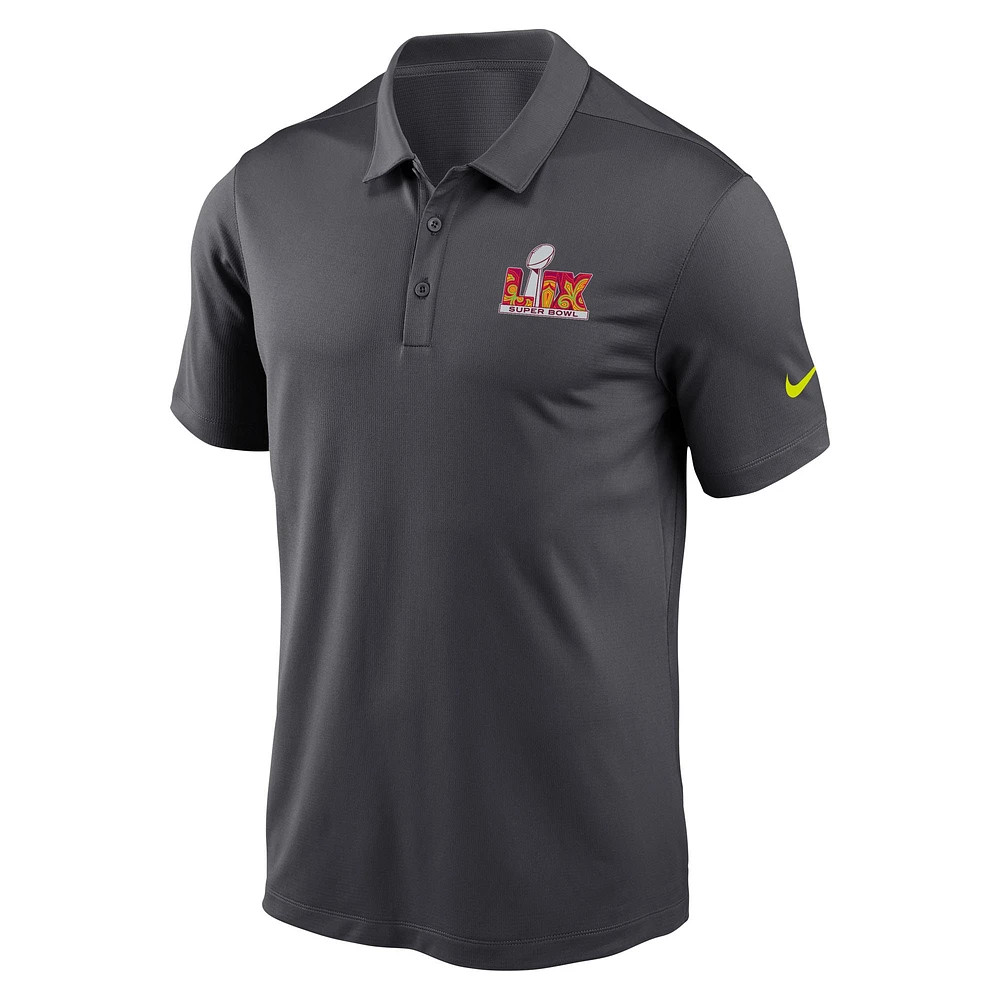 Polo Nike Anthracite NFL Super Bowl LIX Franchise Performance pour homme