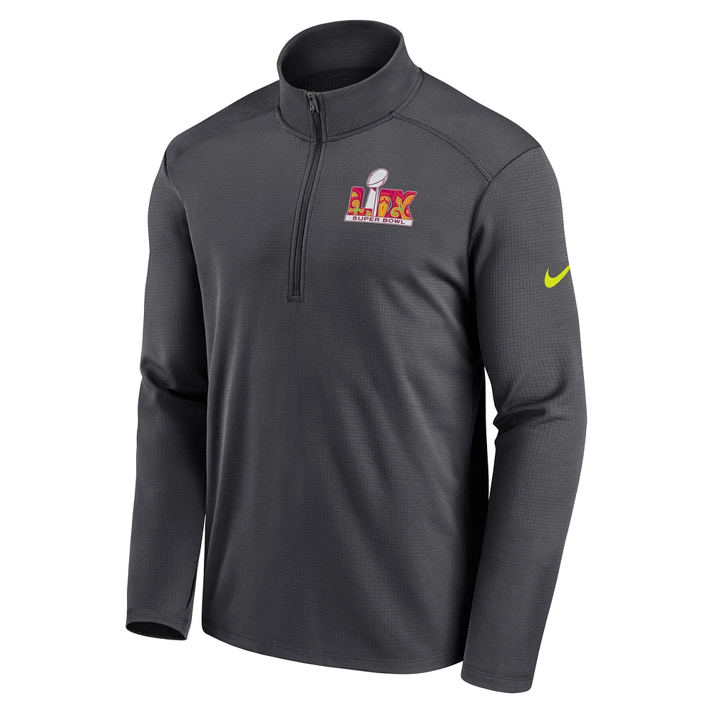 Haut Nike Anthracite Super Bowl LIX Pacer Performance à demi-zip pour homme