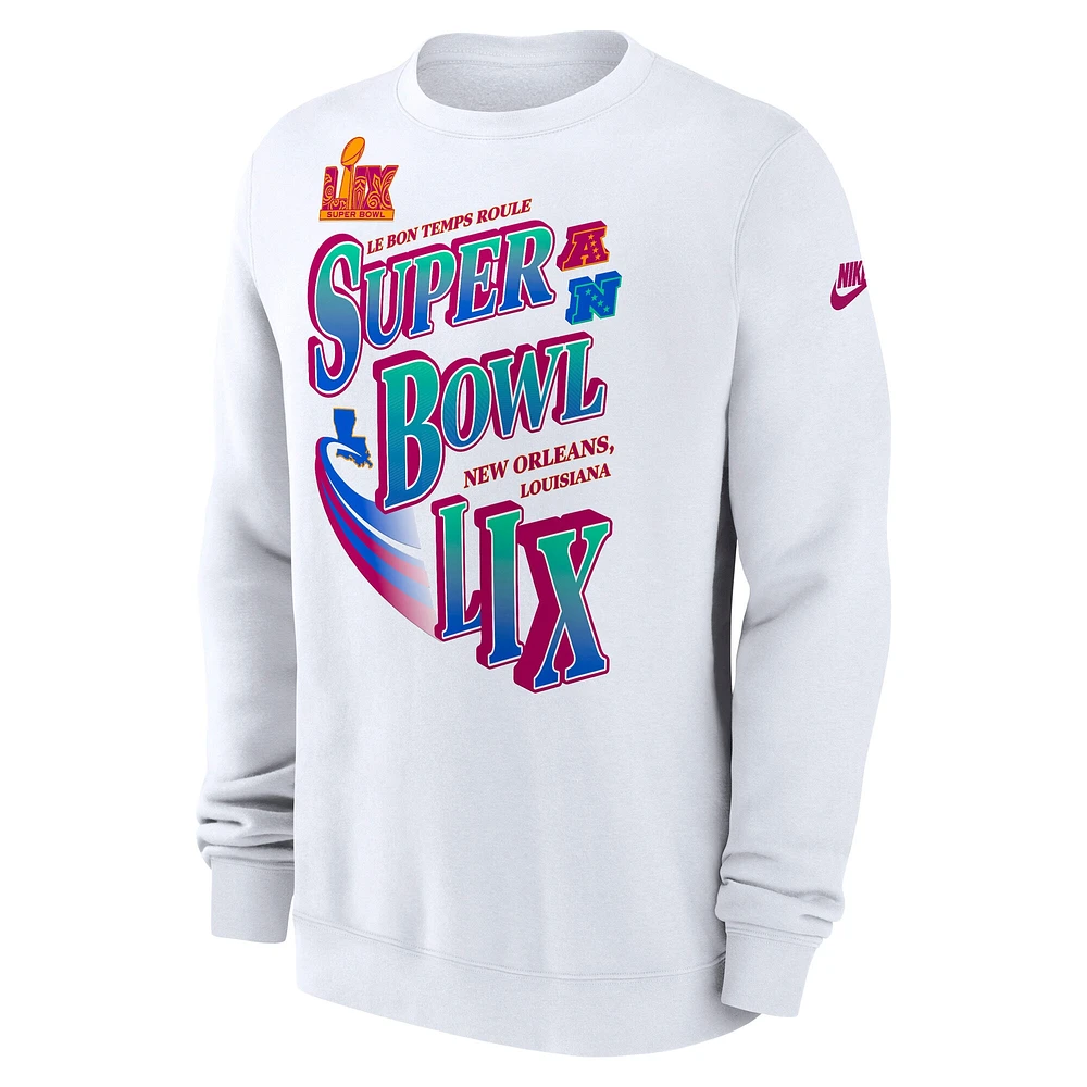 Men's Nike White Super Bowl LIX Club Pullover Sweatshirt