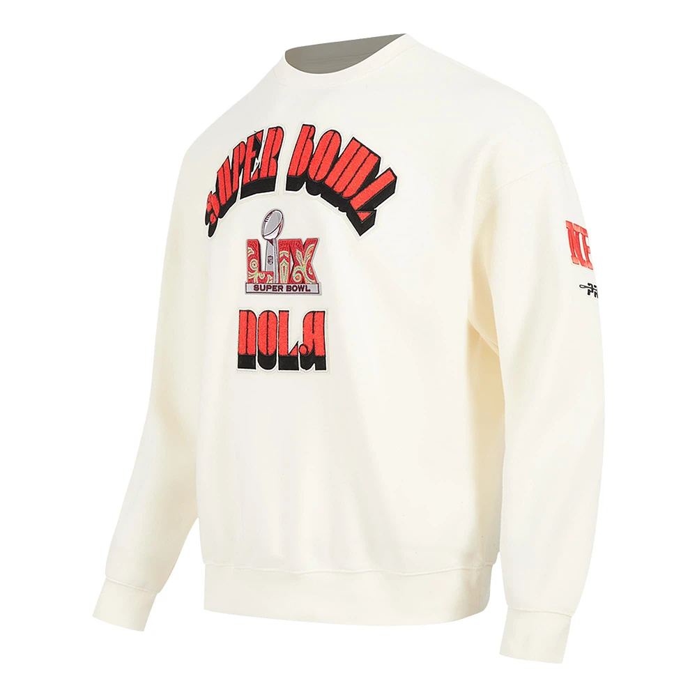 Sweat-shirt ras du cou en polaire Pro Standard Cream Super Bowl LIX pour homme