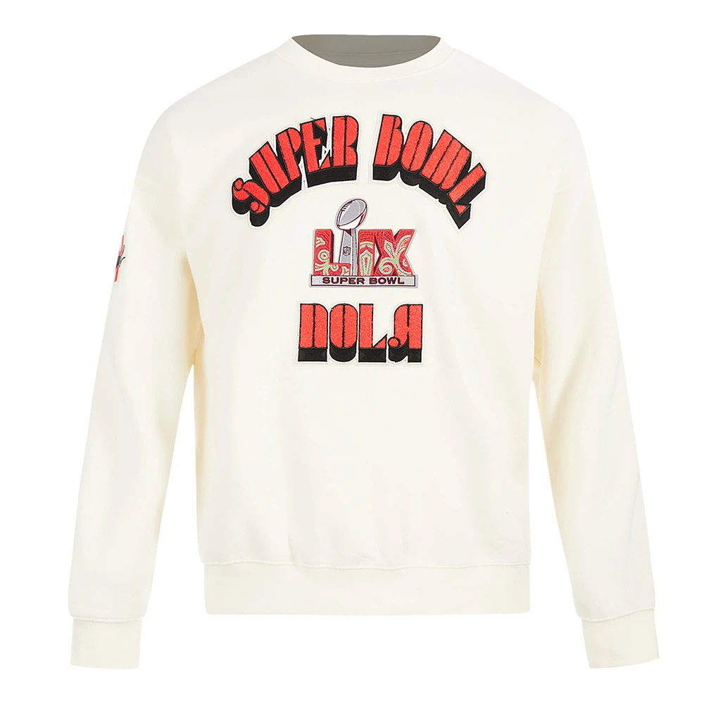 Sweat-shirt ras du cou en polaire Pro Standard Cream Super Bowl LIX pour homme