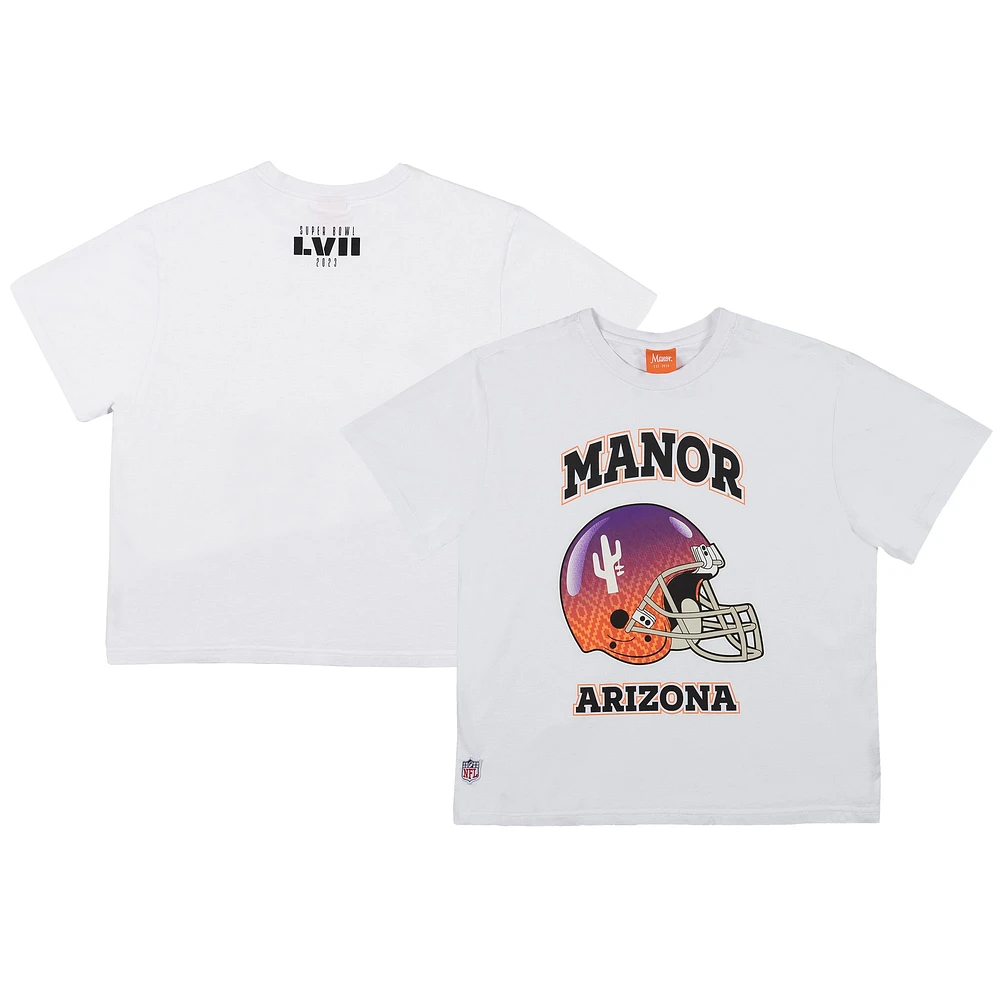 T-shirt blanc unisexe Manor Super Bowl LVII NFL Origins avec casque