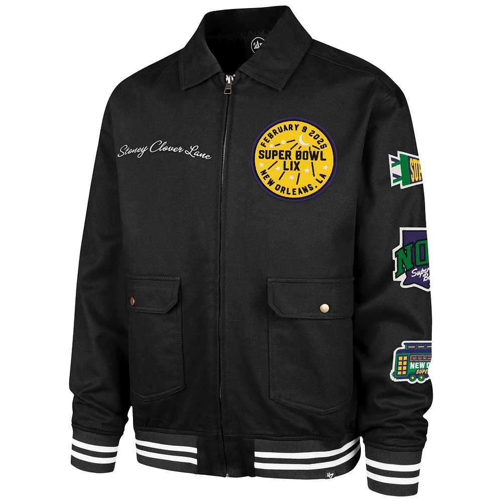 Unisex Stoney Clover Lane x '47 Black Super Bowl LIX Showstopper Homestead Full-Zip Jacket