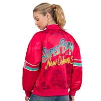 Women's Starter Pink Super Bowl LIX Interception Full-Snap Varsity Jacket