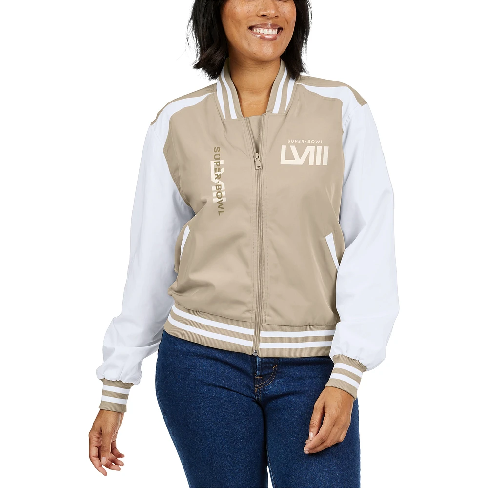 Women's WEAR by Erin Andrews Tan Super Bowl LVIII Tonal Full-Zip Jacket