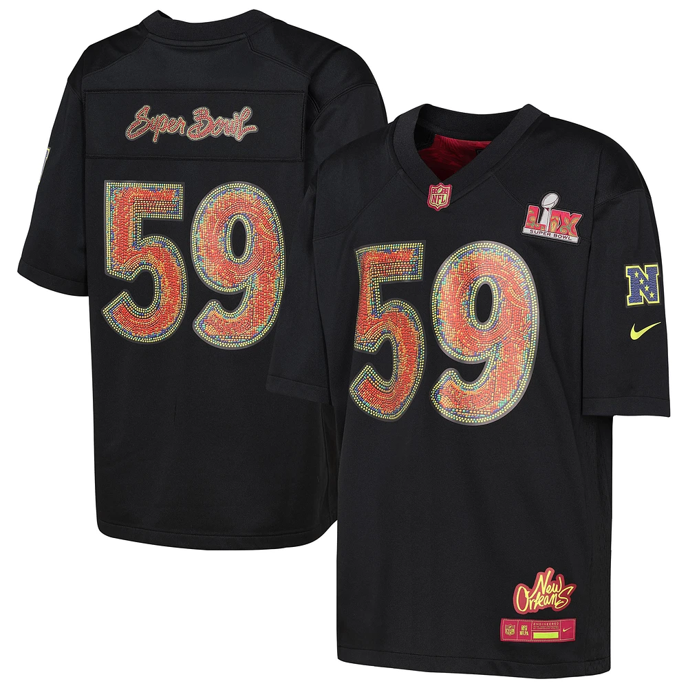 Maillot de match Nike noir Super Bowl LIX pour jeunes