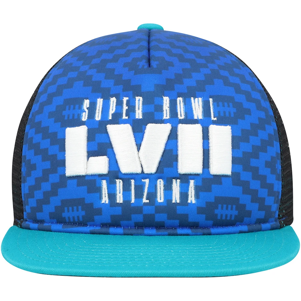 Youth Blue/Aqua Super Bowl LVII Foam Front Trucker Snapback Hat