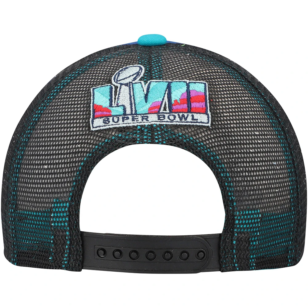 Youth Blue/Aqua Super Bowl LVII Foam Front Trucker Snapback Hat