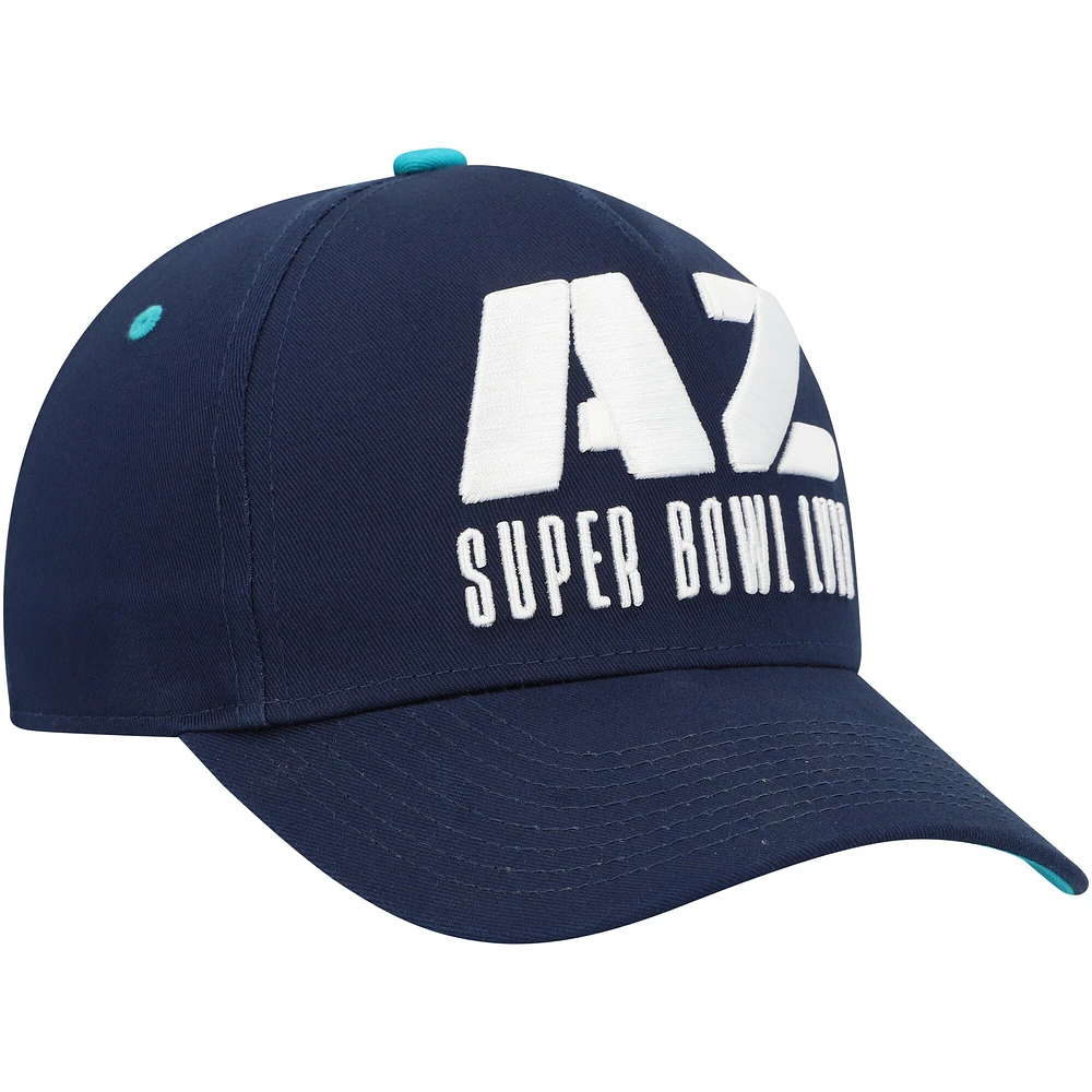 Youth Navy Super Bowl LVII Precurved Trucker Snapback Hat