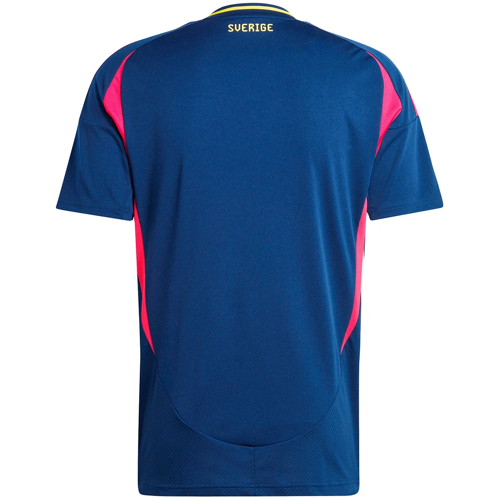 Maillot adidas bleu marine réplique extérieur de l'équipe nationale Suède 2024 pour homme