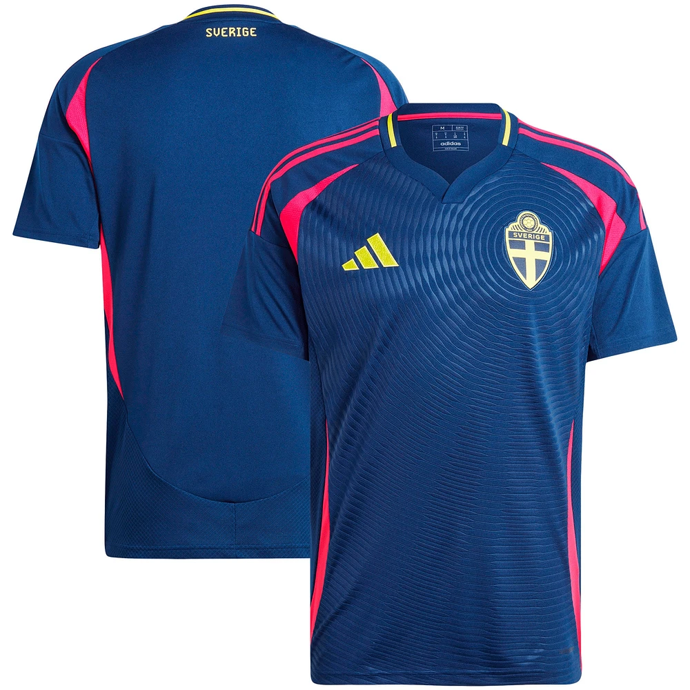 Maillot adidas bleu marine réplique extérieur de l'équipe nationale Suède 2024 pour homme