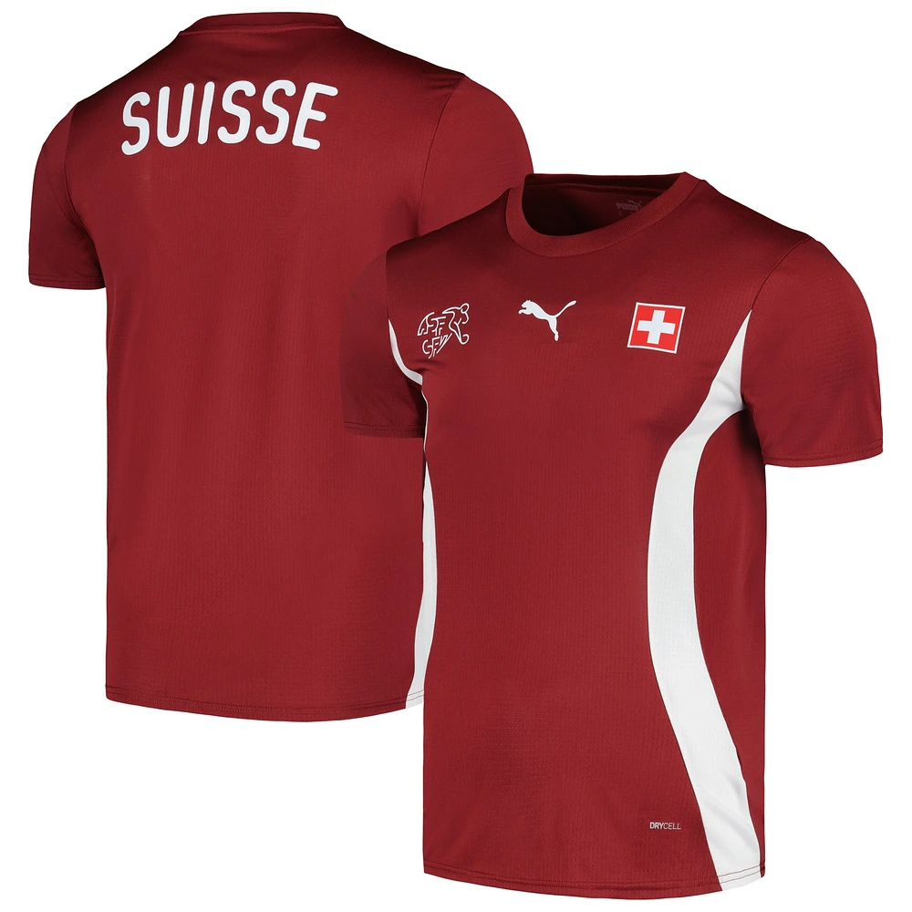 Maillot d'avant-match Puma rouge de l'équipe nationale suisse 2024 pour homme