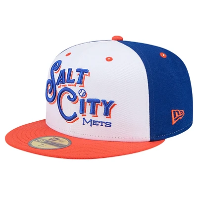 Casquette ajustée 59FIFTY White Syracuse Mets Theme Night Salt City New Era pour hommes