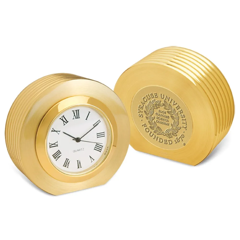 Tiffany & Co. Completely Round Small Brass Guartz Desk Clock With