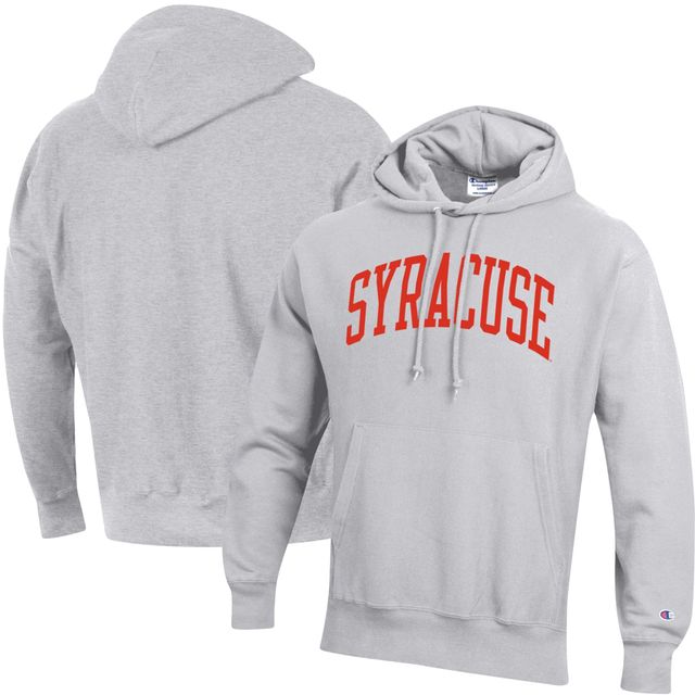 Sweat à capuche Team Arch Reverse Weave gris chiné orange Syracuse Champion pour homme