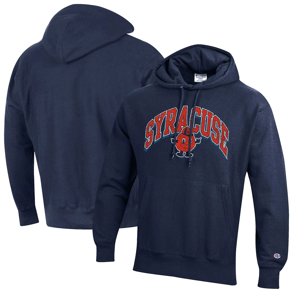 Sweat à capuche tissage inversé Champion Navy Syracuse Orange Vault Late Night pour homme