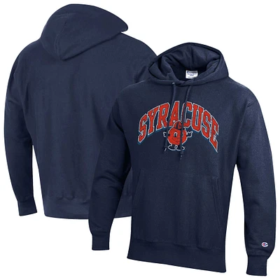 Sweat à capuche tissage inversé Champion Navy Syracuse Orange Vault Late Night pour homme