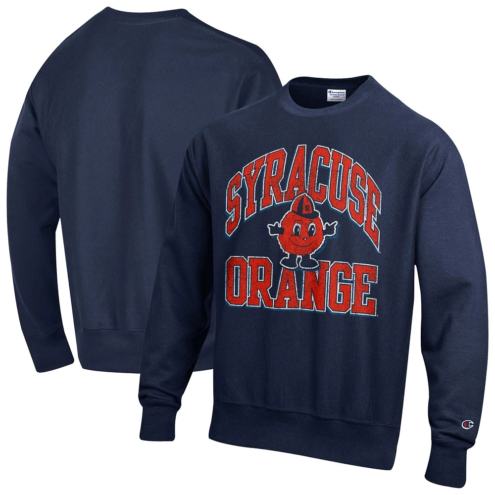 Sweat-shirt à enfiler Champion Navy Syracuse Orange Vault Late Night Reverse Weave pour homme