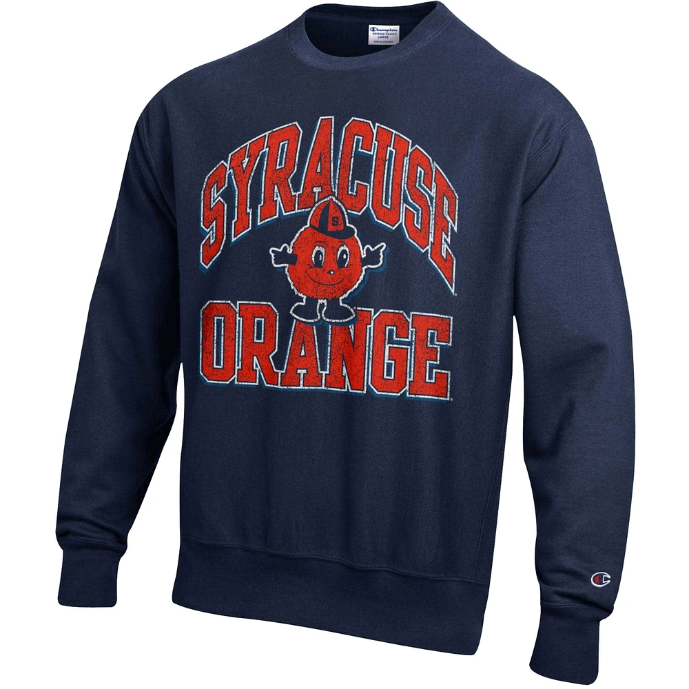 Sweat-shirt à enfiler Champion Navy Syracuse Orange Vault Late Night Reverse Weave pour homme