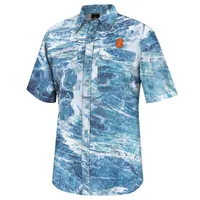 Colosseum Blue Syracuse Orange Realtree Aspect Charter Chemise de pêche à boutons complets pour homme