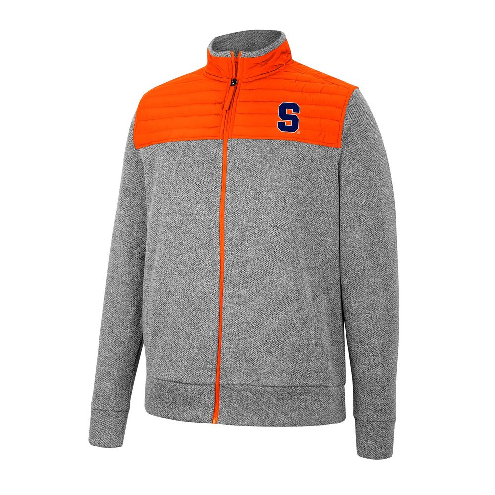 Men's Colosseum Charcoal/Orange Syracuse Orange Putter Herringbone Full-Zip Jacket