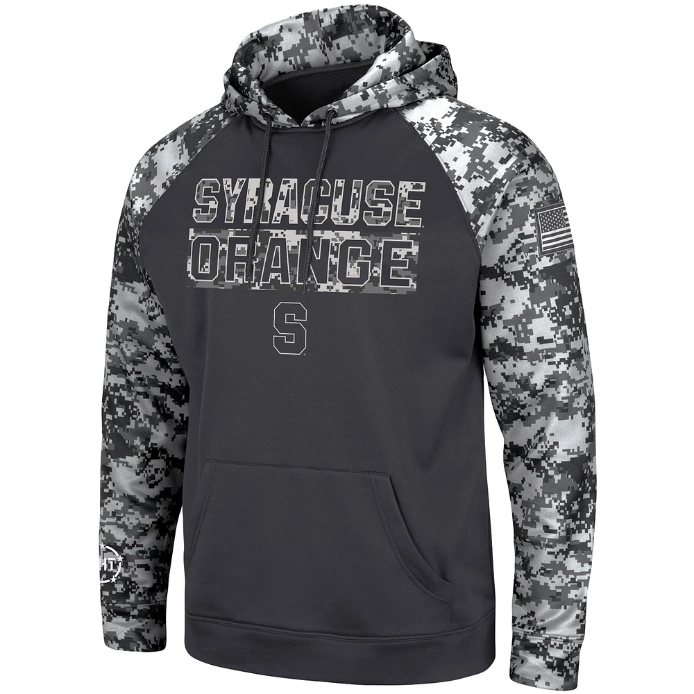 Men's Colosseum Charcoal Syracuse Orange OHT Military Appreciation Digital Camo Pullover Hoodie