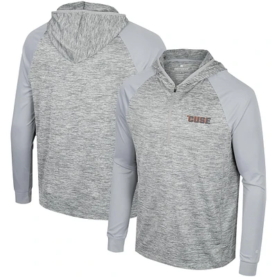 Men's Colosseum Gray Syracuse Orange Cybernetic Raglan Quarter-Zip Hooded Top