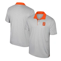 Men's Colosseum Gray Syracuse Orange Tuck Striped Polo