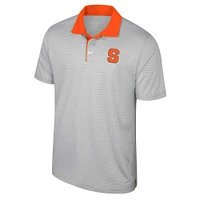 Men's Colosseum Gray Syracuse Orange Tuck Striped Polo