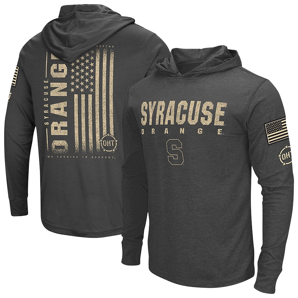 Men's Colosseum Heather Black Syracuse Orange OHT Military Appreciation Long Sleeve Hoodie T-Shirt