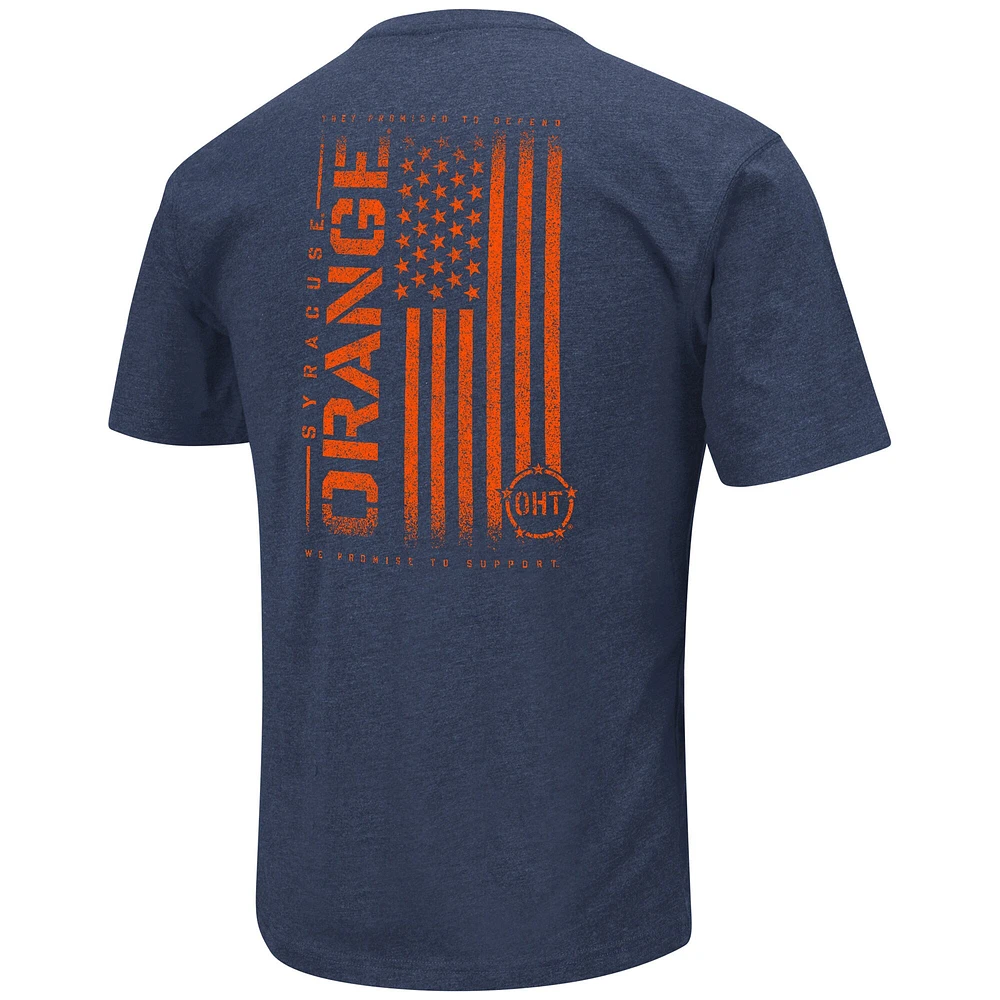 Men's Colosseum Heather Navy Syracuse Orange OHT Military Appreciation Flag 2.0 T-Shirt