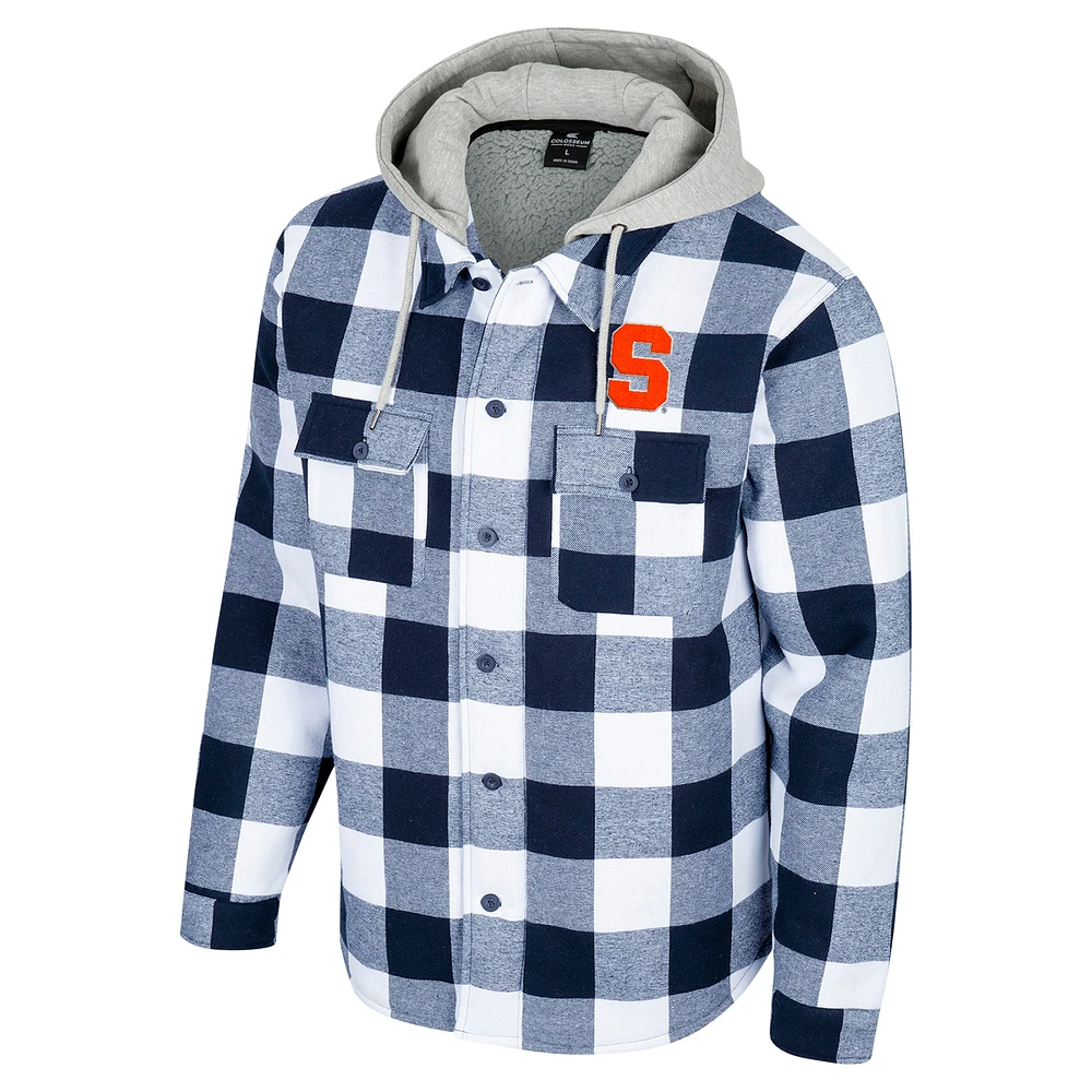 Veste zippée à carreaux de buffle orange Syracuse bleu marine/blanc Colosseum pour homme