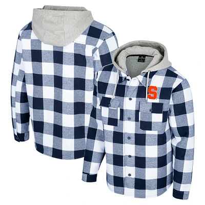 Veste zippée à carreaux de buffle orange Syracuse bleu marine/blanc Colosseum pour homme