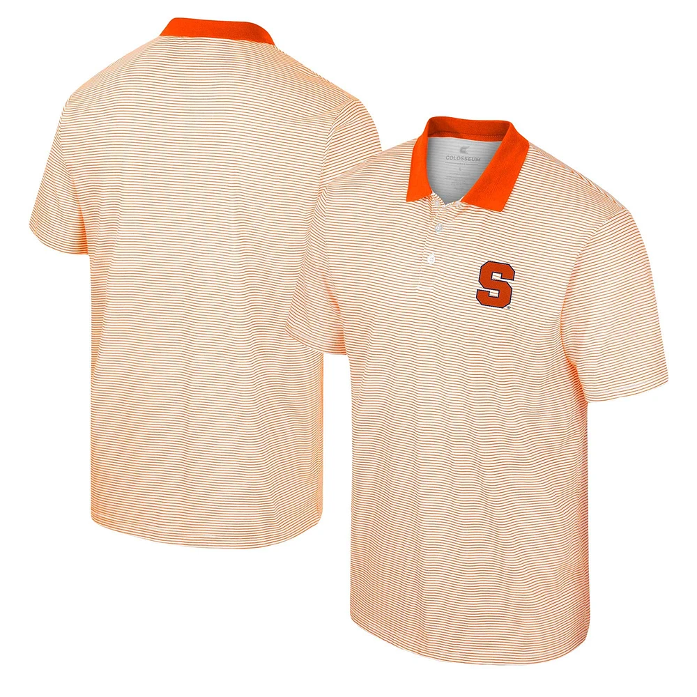 Men's Colosseum White Syracuse Orange Print Stripe Polo