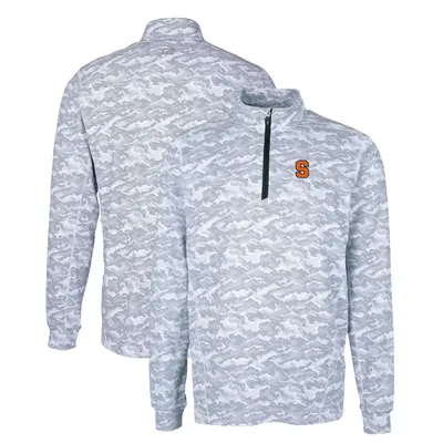 Syracuse Orange Cutter & Buck Big Tall Traverse Camo Print Stretch Quarter-Zip Pullover Top