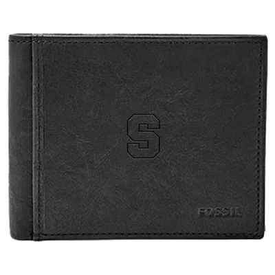 Syracuse Orange Fossil Leather Ingram RFID Flip ID Bifold Wallet - Black