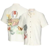 Chemise boutonnée Tommy Bahama crème orange Syracuse Paradise Fly Ball Camp pour homme