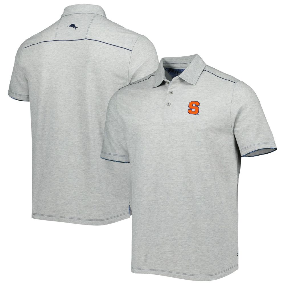 Men's Tommy Bahama Heathered Gray Syracuse Orange IslandZone Tailgater Polo