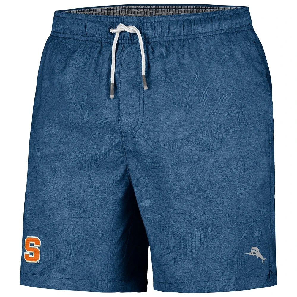 Men's Tommy Bahama Navy Syracuse Orange Naples Layered Leaves Swim Trunks