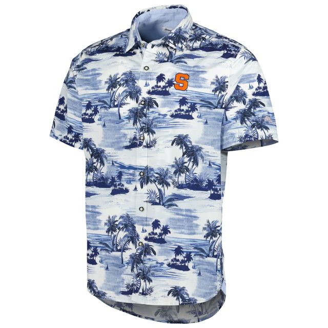 Chemise boutonnée Tommy Bahama Navy Orange Syracuse Tropical Horizons pour homme