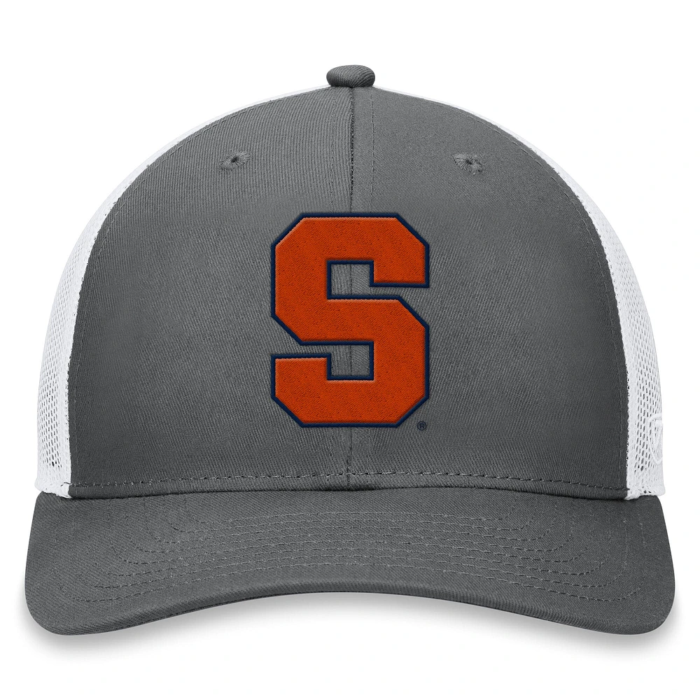 Men's Top of the World Gray/White Syracuse Orange Victory Baseline Trucker Adjustable Hat
