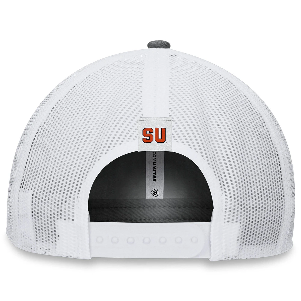 Men's Top of the World Gray/White Syracuse Orange Victory Baseline Trucker Adjustable Hat
